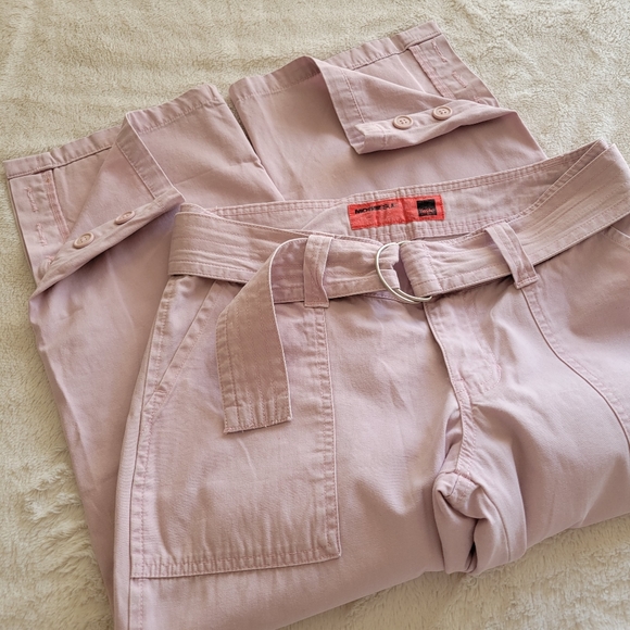 Vintage Y2K Mossimo Cropped Utility Lowrise Pants with Belt Blush Pink  *sz 9* - Picture 16 of 16